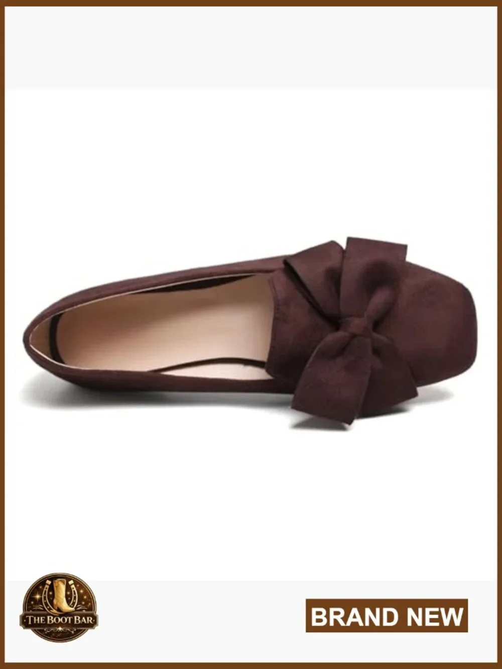 Women's Faux Suede Square Toe Ballet Flats with Bow Knot Slip-On